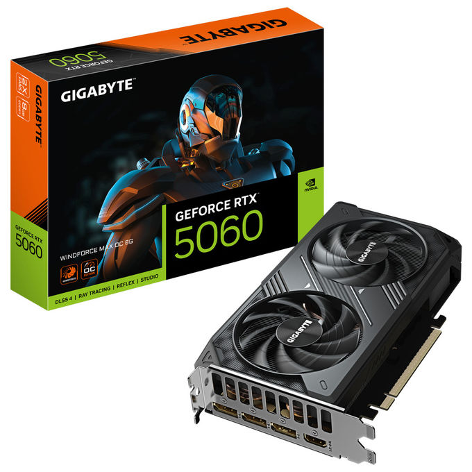 Gigabyte scheda grafica GeForce RTX 5060 Windforce Max OC, 8 GB GDDR7, 128 bit, PCI-E 5.0, NVIDIA DLSS 4, 3x DisplayPort, 1x HDMI