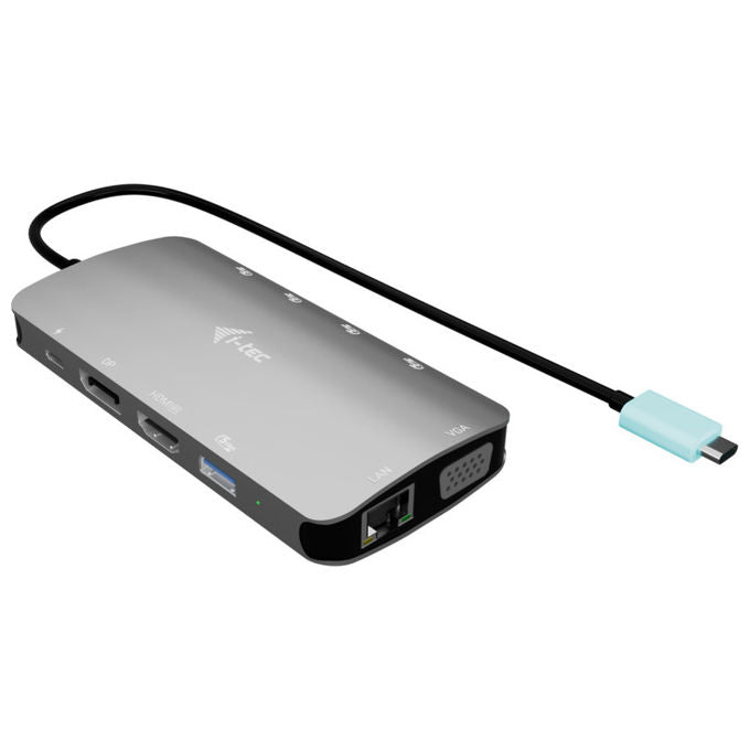I-tec docking station usb-c, 3 monitor, hdmi, displayport, vga, power delivery 100w, gigabit ethernet, 5 porte usb, 4k, plug and play