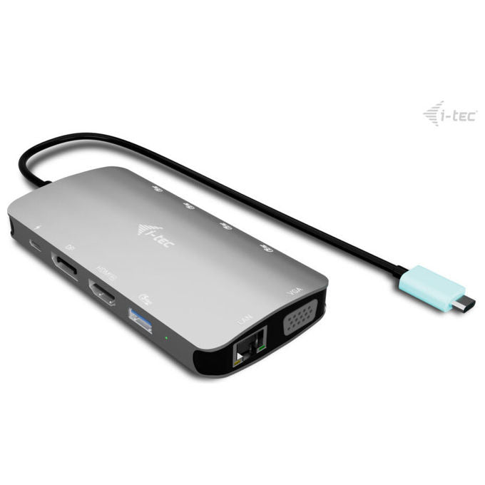 I-tec docking station usb-c, 3 monitor, hdmi, displayport, vga, power delivery 100w, gigabit ethernet, 5 porte usb, 4k, plug and play