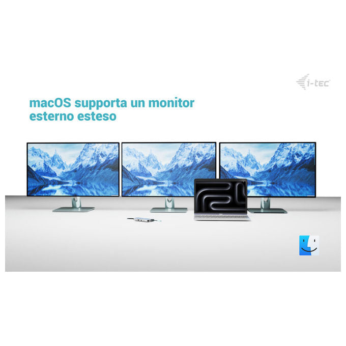 I-tec docking station usb-c, 3 monitor, hdmi, displayport, vga, power delivery 100w, gigabit ethernet, 5 porte usb, 4k, plug and play