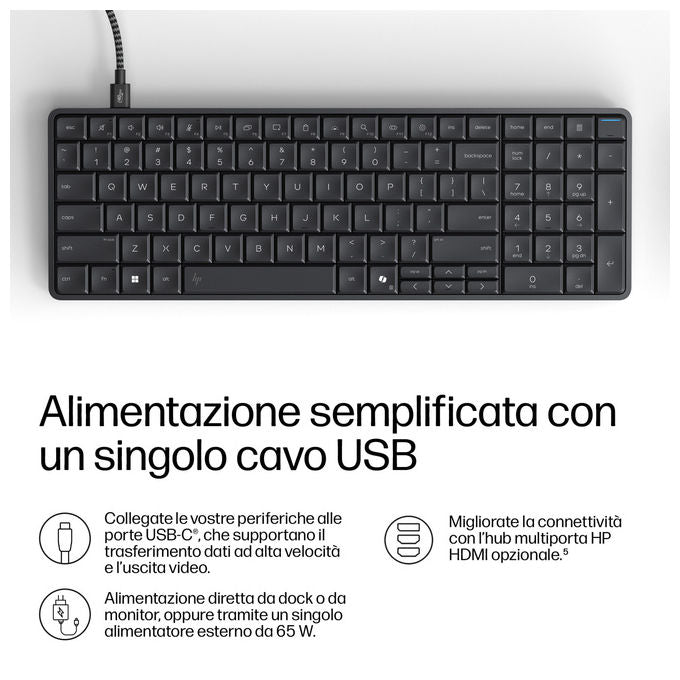 HP EliteBoard G1a, mini PC con tastiera integrata, AMD Ryzen AI 5 PRO 340, 16 GB DDR5, SSD 512 GB, Windows 11 Pro, grigio
