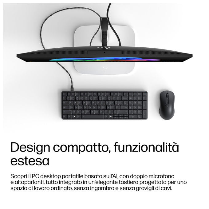 HP EliteBoard G1a, mini PC con tastiera integrata, AMD Ryzen AI 5 PRO 340, 16 GB DDR5, SSD 512 GB, Windows 11 Pro, grigio