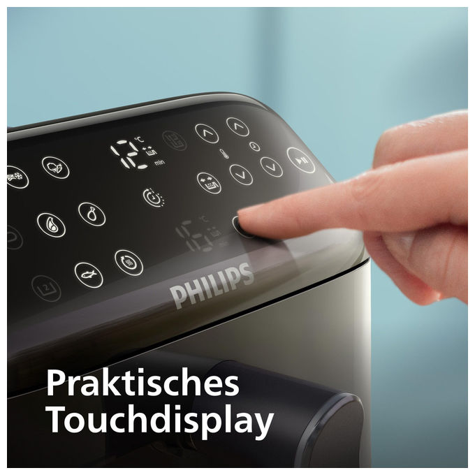 Philips airfryer serie 4000 doppio cestello verticale, 10 l, 2750 w, 13 modalita', rivestimento ceramica, touch, bianco