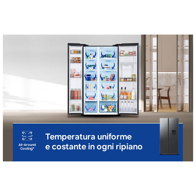 Samsung RS57DG410EB4EF Frigorifero Side by Side 578 L Classe E Wi-Fi (91x1 Flo78x65.4 cm) colore Nero