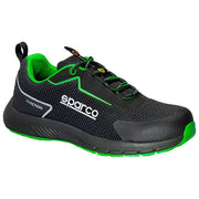 Sparco BTB0002B0K15039 Traction Sanyo Scarpe Antinfortunistiche S1PS ESD SR FO HRO Puntale in Vetroresina Suola Antiscivolo Gomma Nitrilica colore Nero Verde Fluo