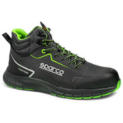 Sparco scarpe antinfortunistiche alte Traction-H Naoki, S3S ESD HRO, puntale in vetroresina, metal free, idrorepellenti, nero-verde, taglia 44