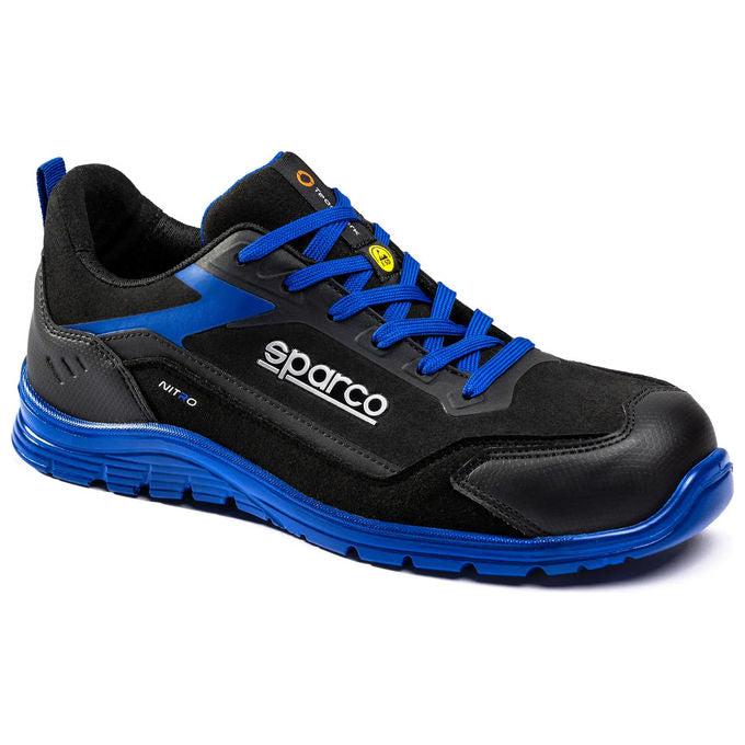 Sparco BTB00 Traction Takuma Scarpe Antinfortunistiche Uomo S3S ESD SR FO HRO Metal Free Tomaia Nubuck Idrorepellente Suola Antiscivolo colore Nero-Azzurro