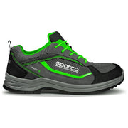 Sparco 07539 Indy Sonoma Scarpe Antinfortunistiche S1P ESD SR LG Puntale Vetroresina Suola PU FlexGrip+ Tacco Ladder Grip colore Grigio Verde Fluorescente