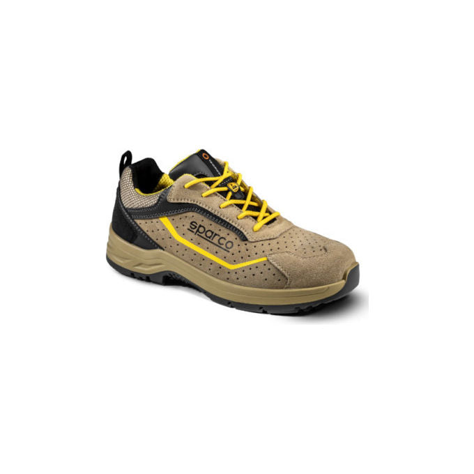 Sparco 07539 COLTON Scarpe di Sicurezza S1P ESD Pelle Scamosciata Microfibra Fodera 3D Soletta Antiperforazione FlexGrip+ colore Marrone Giallo