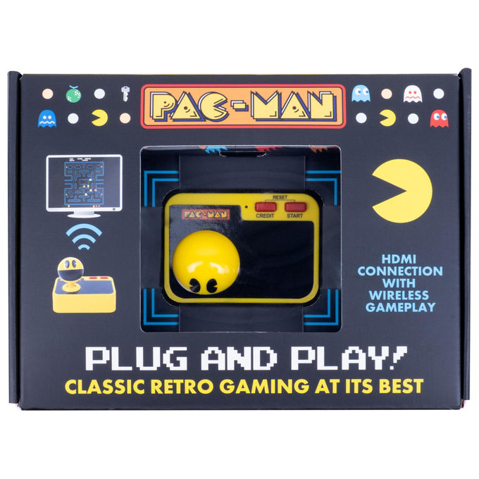 Fizz Creations console portatile Pac-Man, schermo LCD a colori 2,5'', suoni arcade originali, gameplay multilivello, licenza ufficiale Bandai Namco