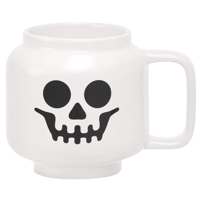 Lego tazza in ceramica grande scheletro Bianco, 530 ml, forma testa minifigura, adatta a lavastoviglie e microonde