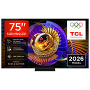 TCL televisore 75C7L SQD-Mini LED 75 pollici, 4K Ultra HD, 3000 nit, 144Hz, Google TV, Dolby Vision e Atmos, audio Bang and Olufsen