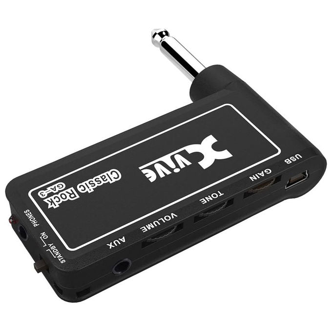 Xvive GA-3 Classic Rock, amplificatore per cuffie da chitarra, mini preamplificatore, jack 6.3 mm, ingresso aux, batteria ricaricabile