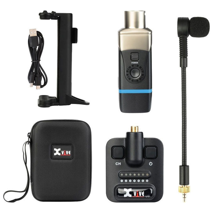 Xvive U8 sistema microfonico wireless digitale per chitarra acustica, 2,4 GHz True Diversity, 24bit 48kHz, latenza 5ms, 6 canali, 27m