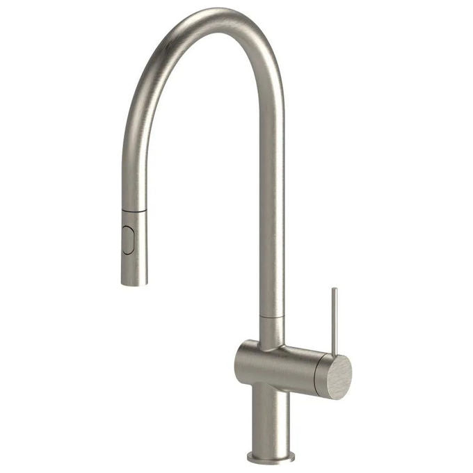 Idro Bric miscelatore lavello bocca alta Vermont, doccetta estraibile 2 getti, cartuccia ceramica 35 mm, canna acciaio 360°, cromo
