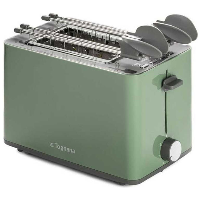 Tognana tostiera elettrica Iridea, 1000W, piastre antiaderenti 23x14,5 cm, apertura 180° e 105°, verde salvia