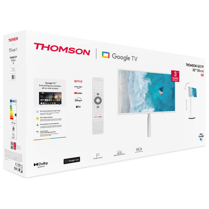 Thomson 32HG4M45 Smart TV LED 32'' HD Google TV Wi-Fi Bluetooth HDR Dolby Audio colore Bianco