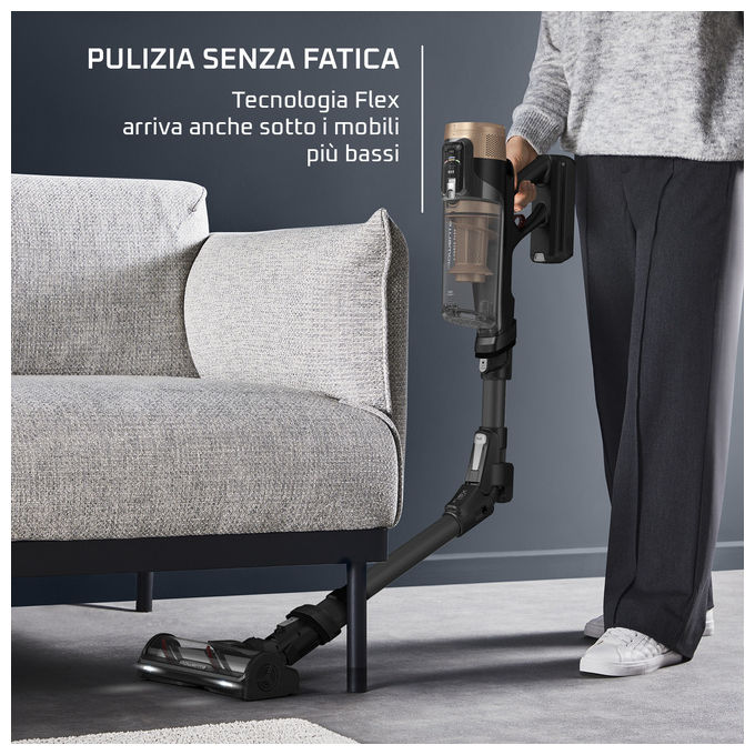 Rowenta RH9B74 X-Force Flex 14.80 Aspirapolvere a Bastone Senza Fili 0,6 L 240 AW 90 min Animal Care colore Nero Oro