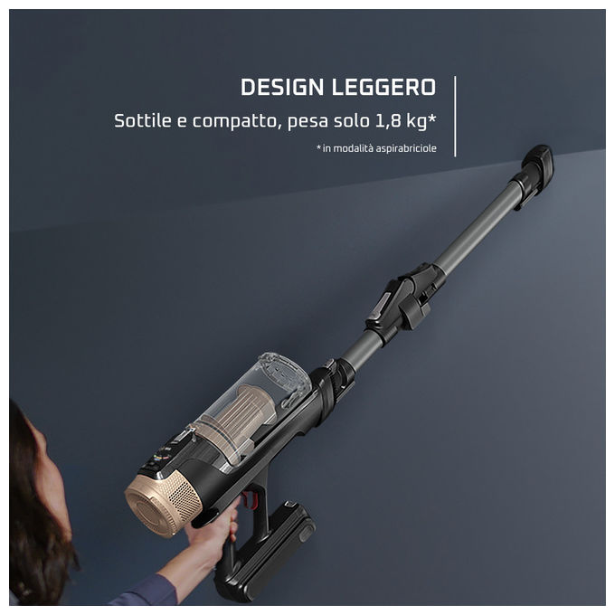 Rowenta RH9B74 X-Force Flex 14.80 Aspirapolvere a Bastone Senza Fili 0,6 L 240 AW 90 min Animal Care colore Nero Oro