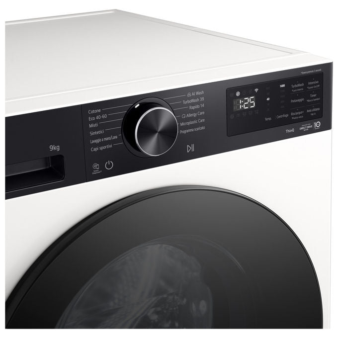 LG F4NX5009THB ThinQ AI DD Lavatrice Frontale 9 Kg 1400 rpm Classe A Steam Wi-Fi TurboWash (85x60x56.5 cm) colore Bianco Avorio