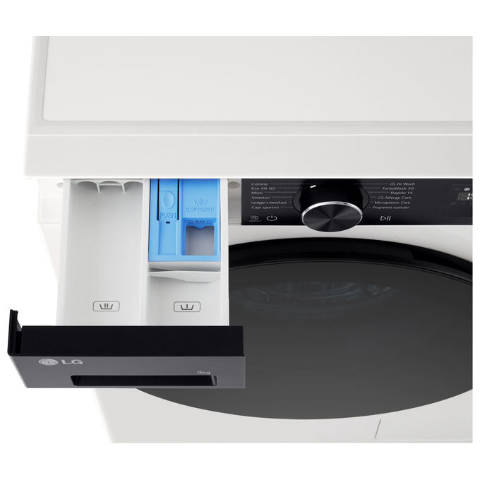 LG F4NX5009THB ThinQ AI DD Lavatrice Frontale 9 Kg 1400 rpm Classe A Steam Wi-Fi TurboWash (85x60x56.5 cm) colore Bianco Avorio