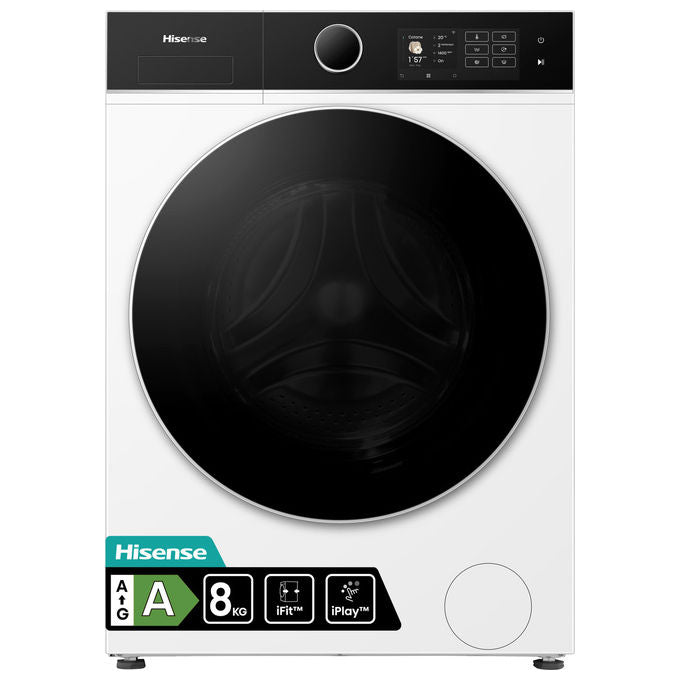 Hisense WF5I8043BWF Lavatrice Frontale 8 Kg 1400 rpm Classe A Vapore Wi-Fi Inverter (85x60x47 cm) colore Bianco