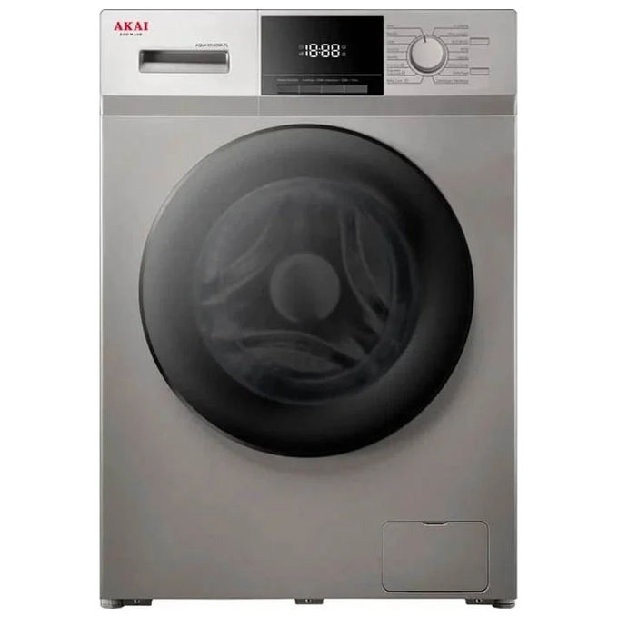 Akai AQUA1265AS Lavatrice Frontale 12 Kg 1400 rpm Classe A Inverter 72 dB (85x59,5x62,5 cm) colore Grigio