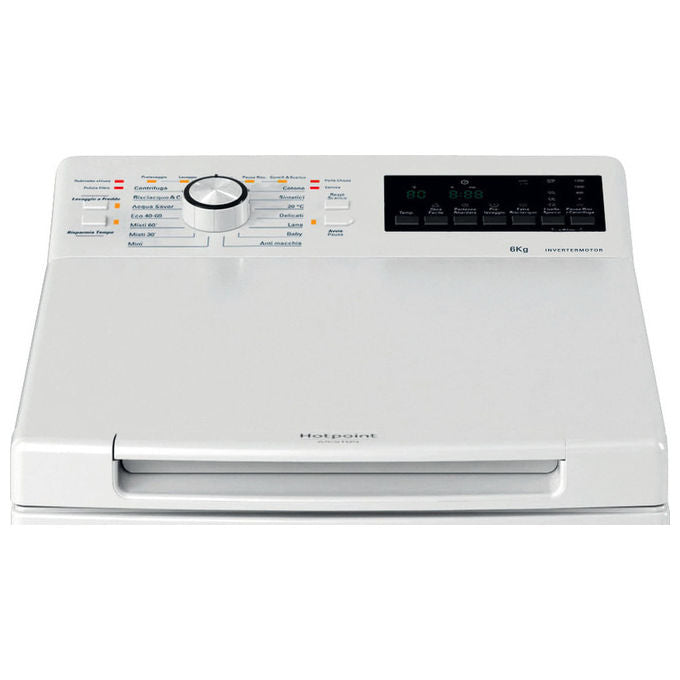 Hotpoint WMTG626BSIT Lavatrice Carica dall'Alto 6 Kg 1200 rpm Classe A Inverter Wi-Fi (90x40x60 cm) colore Bianco