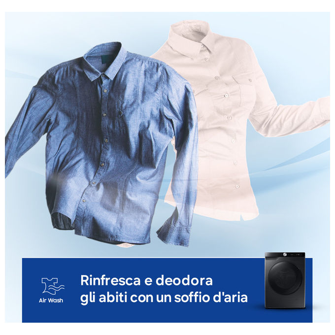 Samsung WD90DG6G94BB Lavasciuga Frontale 9-5 Kg 1400 rpm Classe A AI Wash ecobubble Wi-Fi (85x60x48 cm) colore Nero