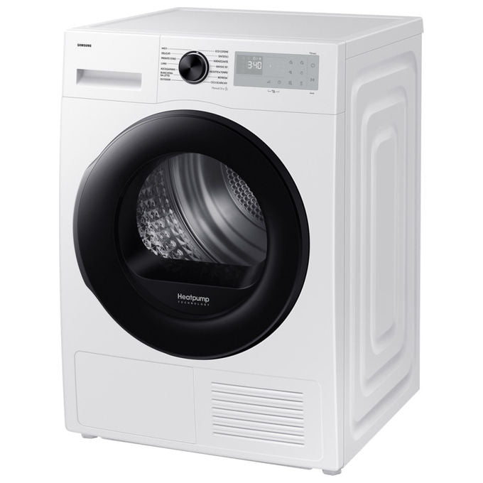 Samsung DV90DG52A0AHET Crystal EcoDry Asciugatrice Pompa di Calore 9 Kg Classe C Wi-Fi OptimalDry (85x60x60 cm) colore Bianco