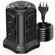 Techly IUPS-PCP-TOWER02 Multipresa a Torretta Salvaspazio 8 Posti Italiana Schuko 2 USB-A 2 USB-C 4000W 16A colore Nero