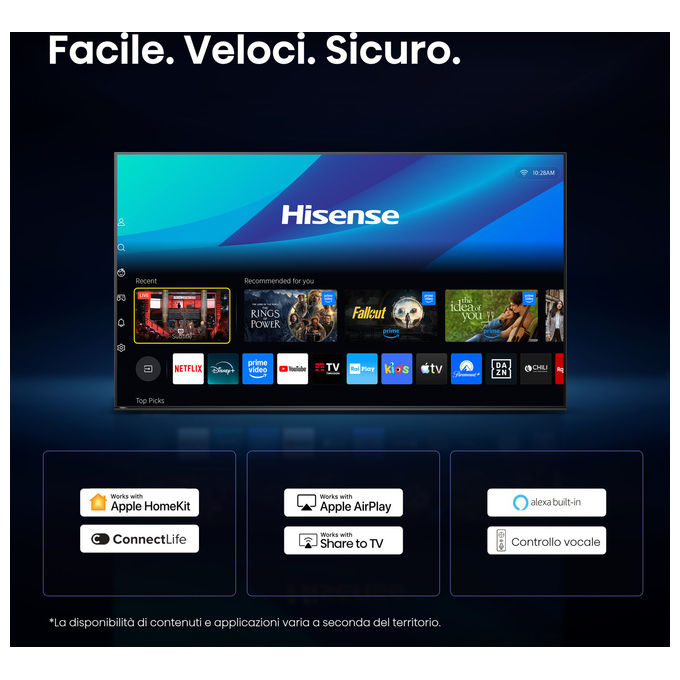Hisense 65U7S PRO Smart TV Mini LED 65'' 4K UHD 165Hz Dolby Vision VIDAA OS 4 HDMI 2.1 colore Grigio