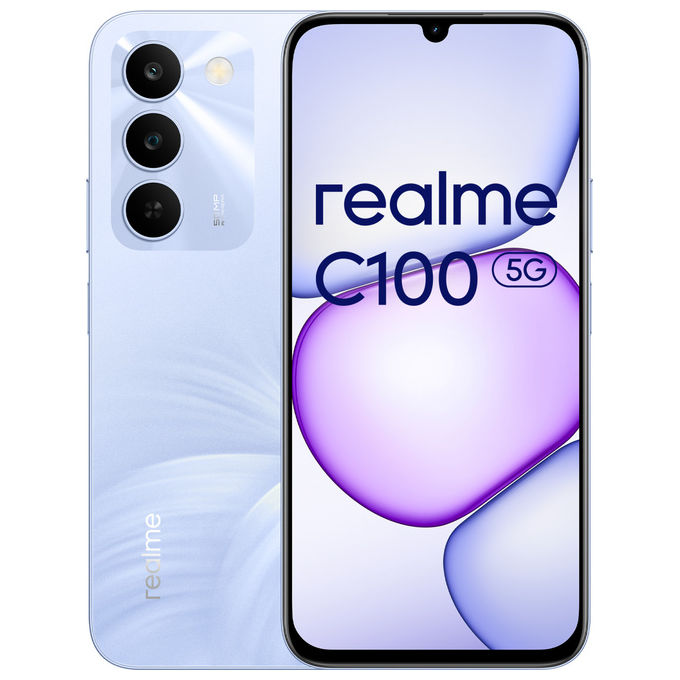 Realme C100 5G Smartphone 6.8'' MediaTek Dimensity 6300 4 GB RAM 128 GB 5G Dual SIM Fotocamera 50 MP Batteria 6600 mAh colore Viola