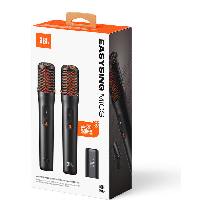JBL EASYSING MICS Kit 2 Microfoni Wireless Karaoke AI Batteria integrata 10h colore Nero