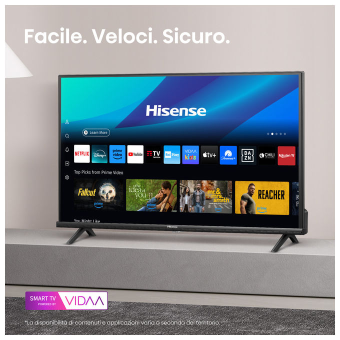 Hisense 32A4Q Smart TV 32'' HD DLED VIDAA Wi-Fi DVB-T2 HDR10 DTS Virtual:X colore Nero