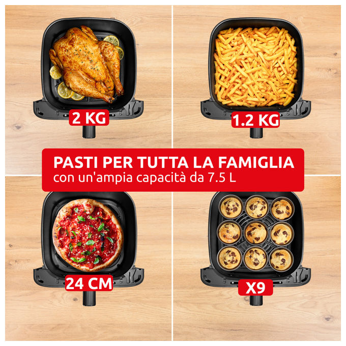 Moulinex EZ8618 Easy Fry Mega Compact Friggitrice ad aria 7.5 L 2020 W programmi preimpostati display touch colore Nero