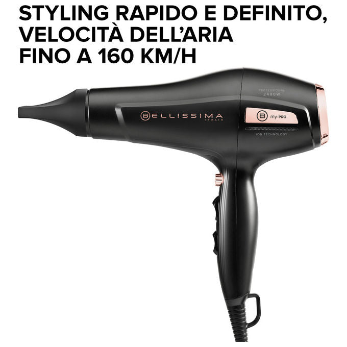 Bellissima 11728 My Pro P3 3400 Asciugacapelli 2400 W Ionico Ceramica 2 Velocita' 3 Temperature Diffusore colore Nero