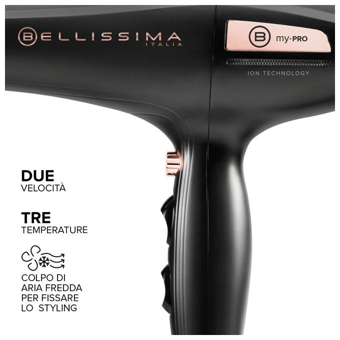 Bellissima 11728 My Pro P3 3400 Asciugacapelli 2400 W Ionico Ceramica 2 Velocita' 3 Temperature Diffusore colore Nero