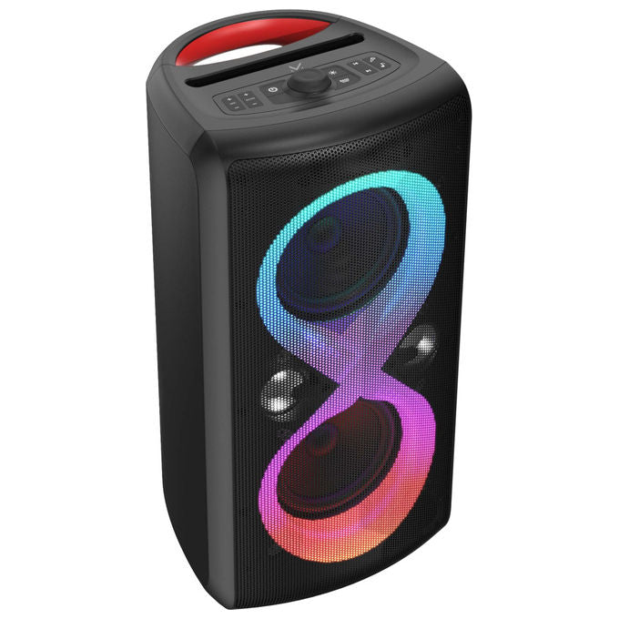 Majestic 116190 BK FIRE 90 Altoparlante per Feste Wireless 5.3 100W RMS Luci LED 7 Effetti Karaoke USB MicroSD AUX Microfono Chitarra Batteria 6000mAh IPX4 colore Nero