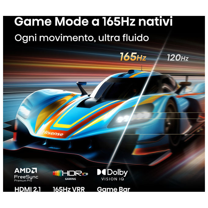 Hisense 55U7S PRO Smart TV Mini LED 55'' 4K 165Hz Dolby Atmos Dolby Vision IQ VIDAA 4 HDMI 2.1 colore Nero