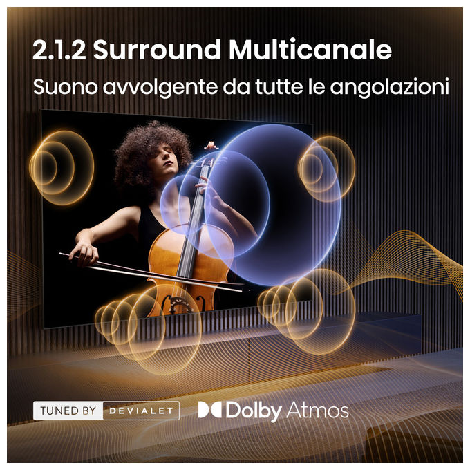 Hisense 55U7S PRO Smart TV Mini LED 55'' 4K 165Hz Dolby Atmos Dolby Vision IQ VIDAA 4 HDMI 2.1 colore Nero