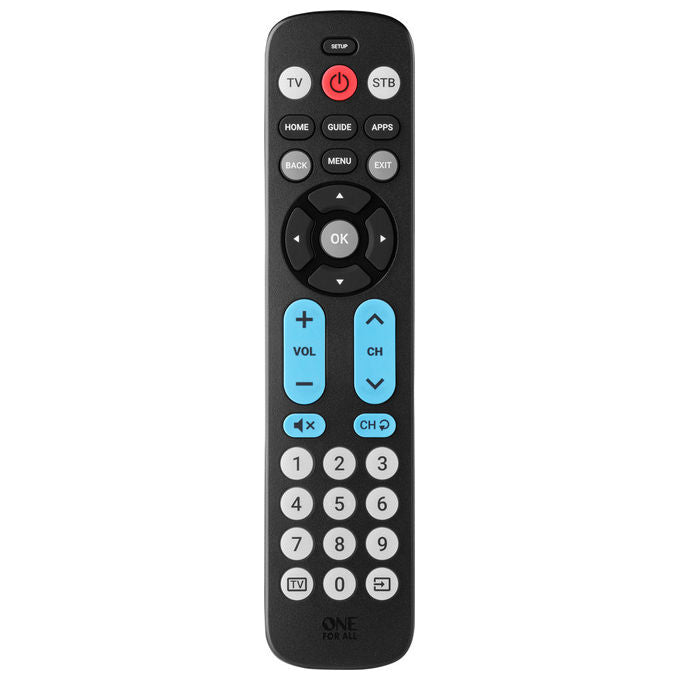 One For All URC6821 Big Button Telecomando Universale 2 Dispositivi TV Soundbar Audio 33 Tasti colore Nero