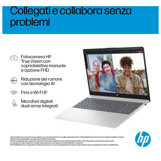 HP D70E4EA AI 15-fd2026nlx Notebook 15.6 Full HD Intel Core Ultra 5 225U 8GB RAM 512GB SSD Windows 11 Home colore Argento