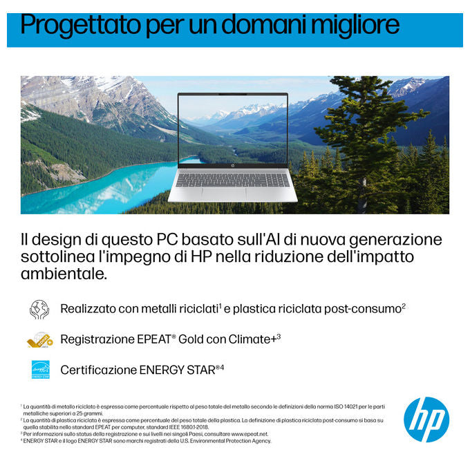 HP D70E7EA OmniBook 5 Laptop 16 pollici 16 GB RAM 512 GB SSD AMD Ryzen AI 5 330 Wi-Fi 6 Windows 11 Home colore Argento
