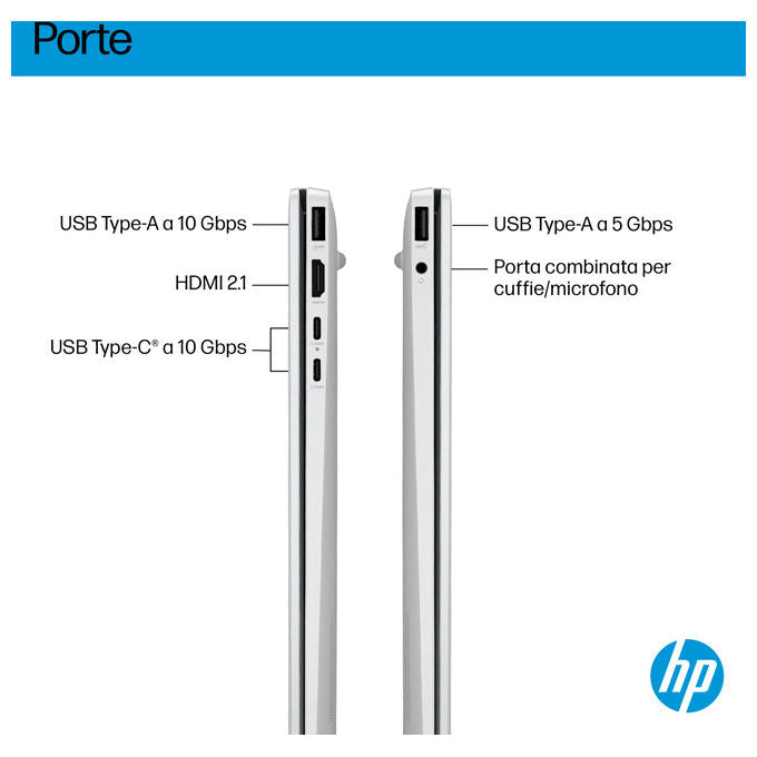 HP D70E7EA OmniBook 5 Laptop 16 pollici 16 GB RAM 512 GB SSD AMD Ryzen AI 5 330 Wi-Fi 6 Windows 11 Home colore Argento