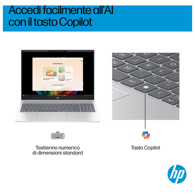 HP D70E7EA OmniBook 5 Laptop 16 pollici 16 GB RAM 512 GB SSD AMD Ryzen AI 5 330 Wi-Fi 6 Windows 11 Home colore Argento