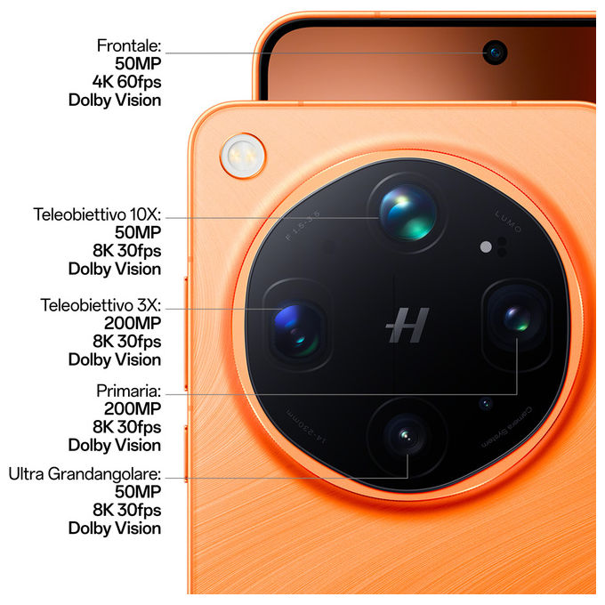 Oppo FIND X9 ULTRA 5G Smartphone 512 GB Snapdragon 8 Elite Gen 5 Display 6.82'' AMOLED 2K Penta-Camera 200 MP Batteria 7050 mAh colore Canyon Orange