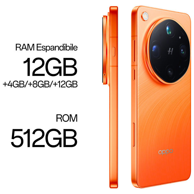 Oppo FIND X9 ULTRA 5G Smartphone 512 GB Snapdragon 8 Elite Gen 5 Display 6.82'' AMOLED 2K Penta-Camera 200 MP Batteria 7050 mAh colore Canyon Orange