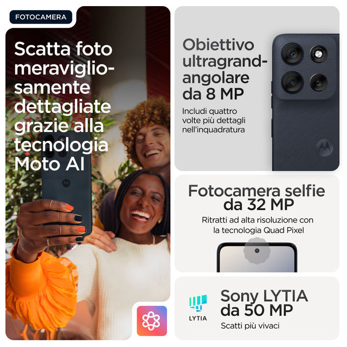 Motorola PB7Y0053ES moto g56 5G Smartphone 8 GB RAM 512 GB Display 6.72'' FHD+ 120 Hz Fotocamera 50 MP Batteria 5200 mAh colore Nero