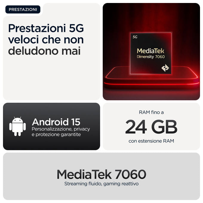 Motorola PB7Y0053ES moto g56 5G Smartphone 8 GB RAM 512 GB Display 6.72'' FHD+ 120 Hz Fotocamera 50 MP Batteria 5200 mAh colore Nero